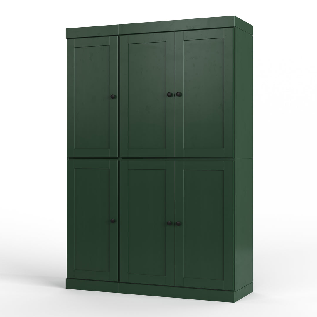 100% Solid Wood 48.5" Pantry Cabinet, Shaker Wood Doors, 2-Drawers