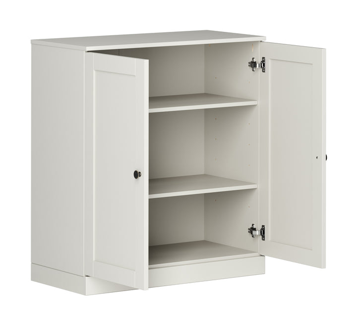 100% Solid Wood Freestanding Bathroom Linen Storage Cabinet with Shaker Doors, Adjustable Shelves, 32" W x 35.75" H