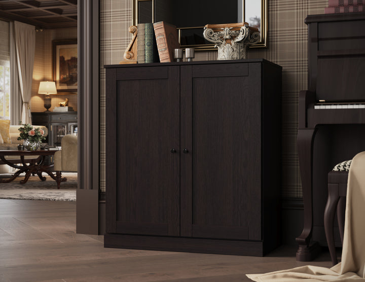 Premium 100% Solid European Oak Hardwood 3-Shelf Modular Bookcase with Shaker Doors – 32" Wide, 35.75" Tall