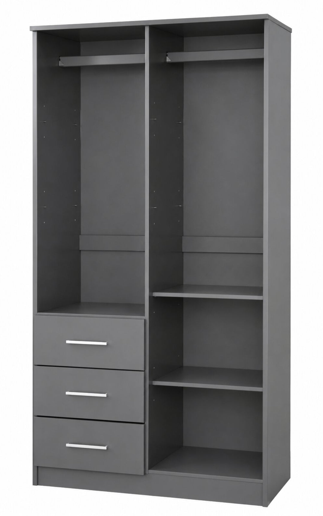 100% Solid Wood 2-Door Wardrobe Armoire with Mirrored Doors, Bedroom Closet Storage - Metro Collection