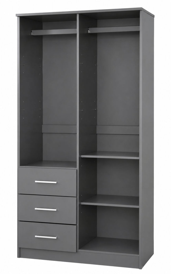 100% Solid Wood 2-Door Wardrobe Armoire with Mirrored Doors, Bedroom Closet Storage - Metro Collection