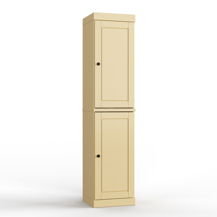 100% Solid Wood Bathroom Storage Cabinet, Raised Panel Doors, 4 Drawers, Adjustable Shelves, 16.5" Wide, 71.5" Tall