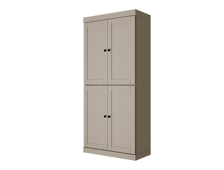 100% Solid Wood 32" Pantry Cabinet, Shaker Wood Doors, 2-Drawers