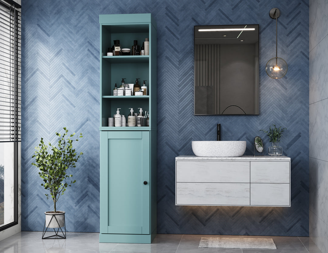 100% Solid Wood 16.5" Tall Bathroom Storage Cabinet , Shaker Door, Adjustable Shelves