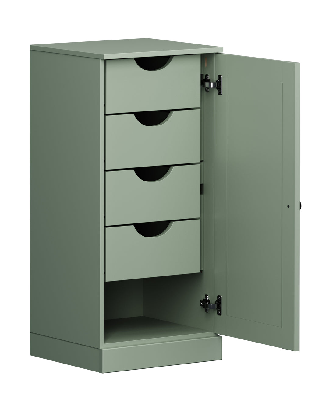 100% Solid Wood Bathroom Storage Cabinet, Raised Panel Door, 4 Drawers, Adjustable Shelves, 16.5" Wide, 35.75" Tall