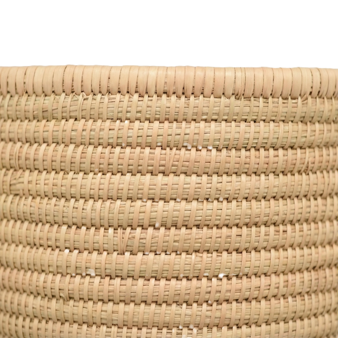 100% Handwoven Natural Rattan 18.5" Oval Basket with Handles, Boho Farmhouse Decorative Laundry & Storage Organizer, Handcrafted – Authentic African Craftsmanship, Baskets - Palace Imports