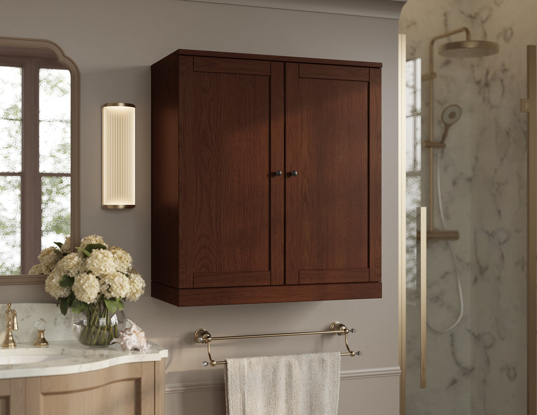 Premium 100% Solid European Oak Bathroom Wall Cabinet with Shaker Doors, 32" W x 35.75" H