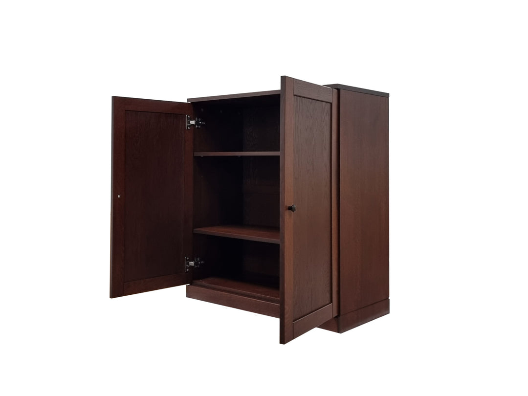 Premium 100% Solid European Oak Hardwood 6-Shelf Modular Bookcase with Bottom Shaker Doors – 32" Wide, 71.5" Tall