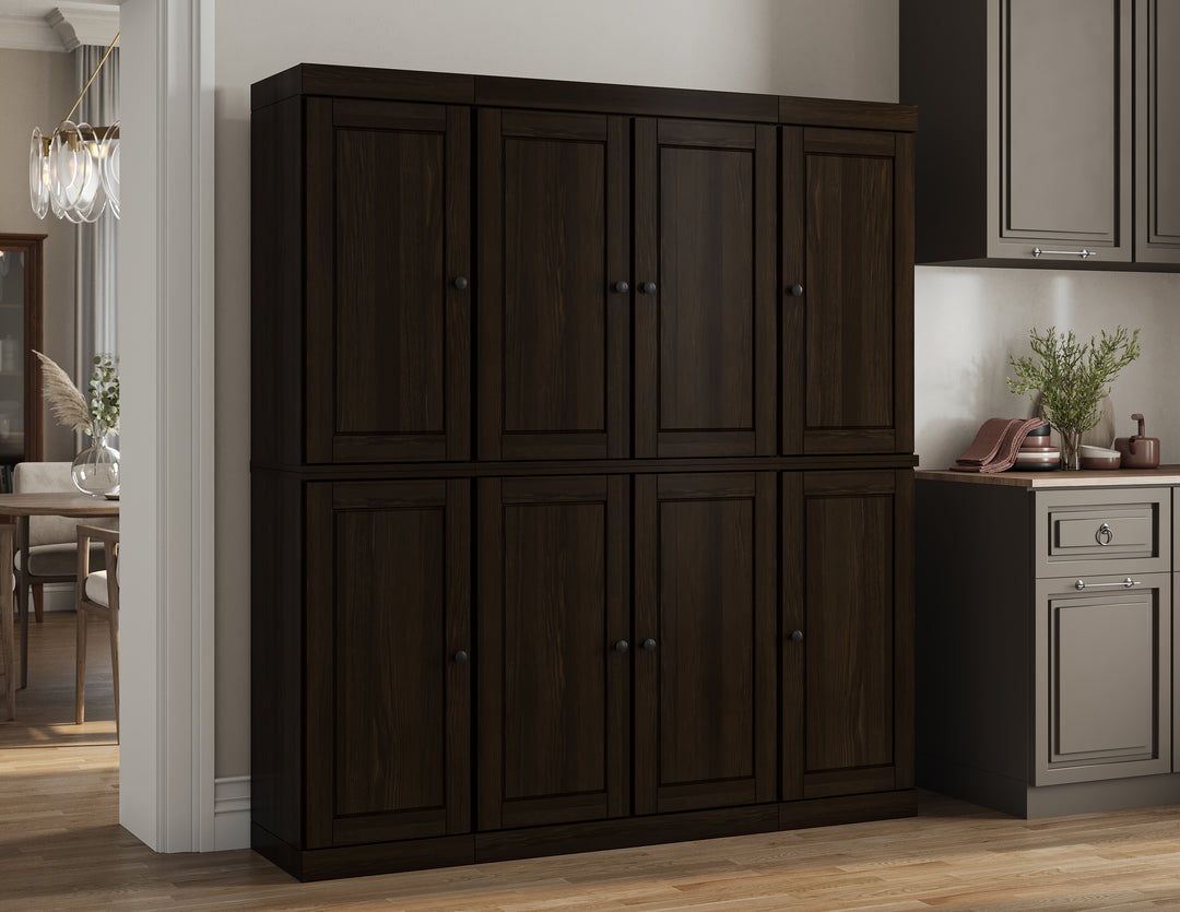 100% Solid Wood Kitchen Pantry Cabinet, Tall Freestanding Modular Storage with Raised Panel Doors & 2 Drawers, Adjustable Shelves, 65" W x 71.5" H