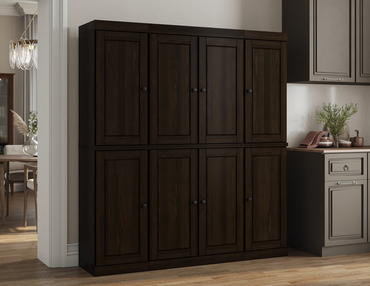 100% Solid Wood Kitchen Pantry Cabinet, Tall Freestanding Modular Storage with Raised Panel Doors & 2 Drawers, Adjustable Shelves, 65" W x 71.5" H