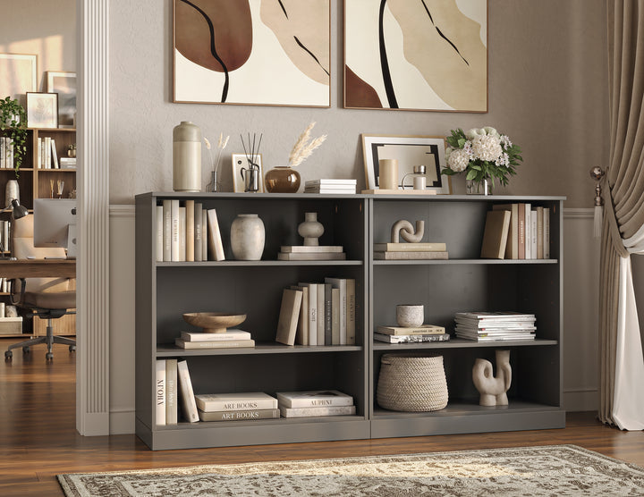 100% Solid Wood 6-Shelf Bookcase Cabinet with Open Storage and Adjustable Shelves, Display Bookshelf, 64" W x 35.75" H