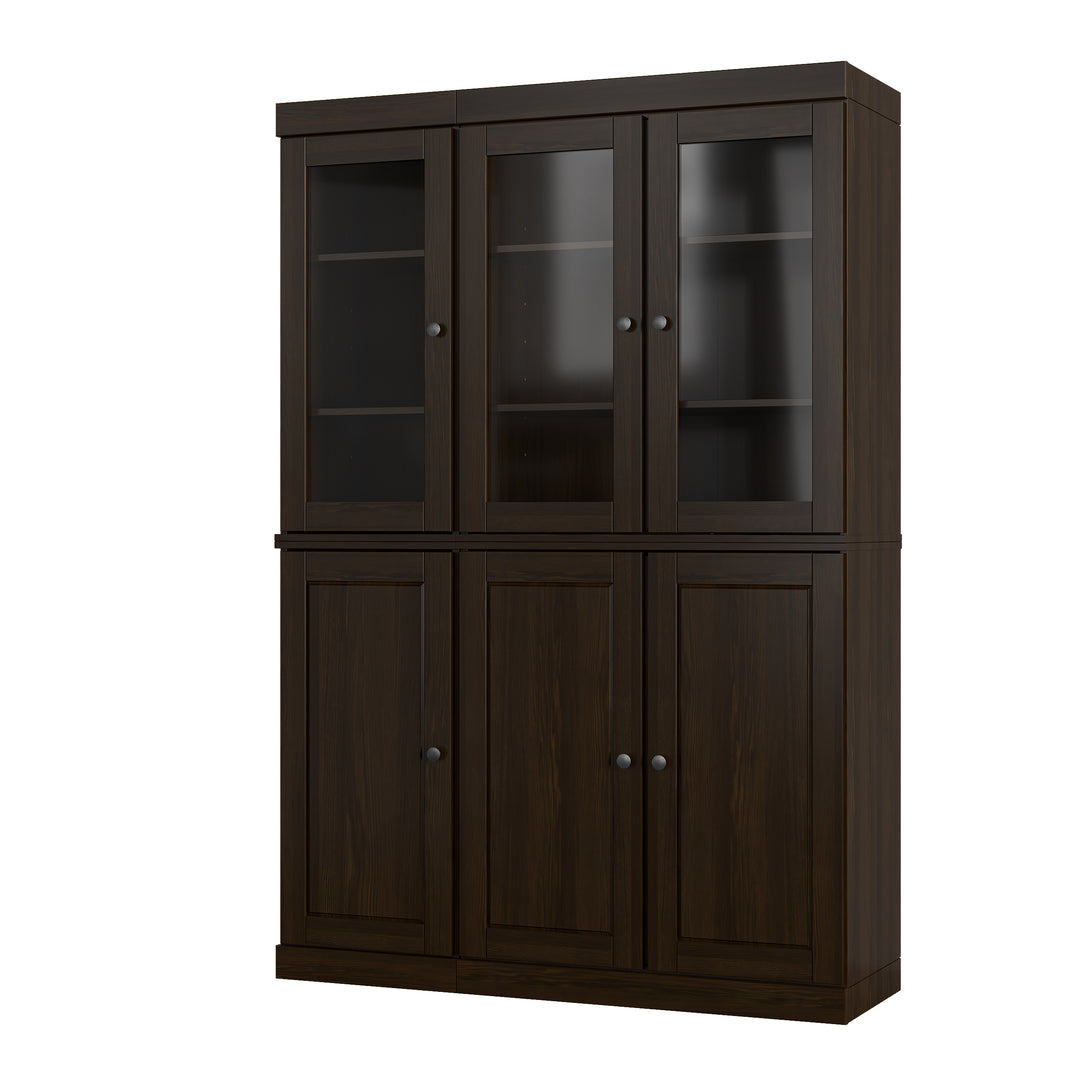 100% Solid Wood Kitchen Pantry China Cabinet, Tall Freestanding Modular Storage with Glass & Raised Panel Doors, Adjustable Shelves, 48.5" W x 71.5" H