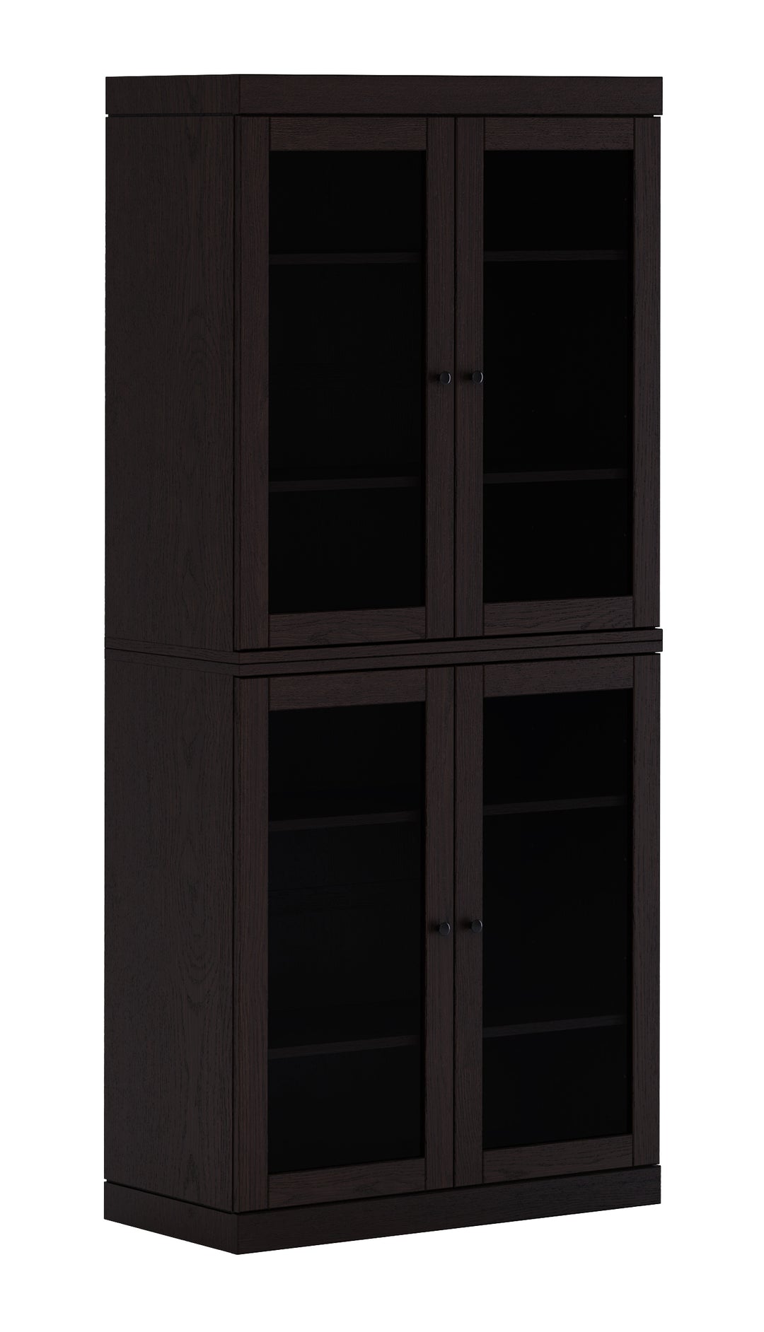 Premium 100% Solid European Oak Hardwood 6-Shelf Modular Bookcase with Tinted Glass Doors – 32" Wide, 71.5" Tall