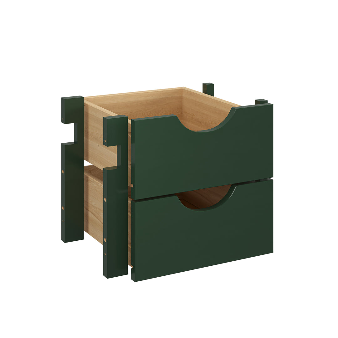 100% Solid Wood Modular Cabinet 2-Small Drawer Storage Kit For 16.5" Wide Cabinet