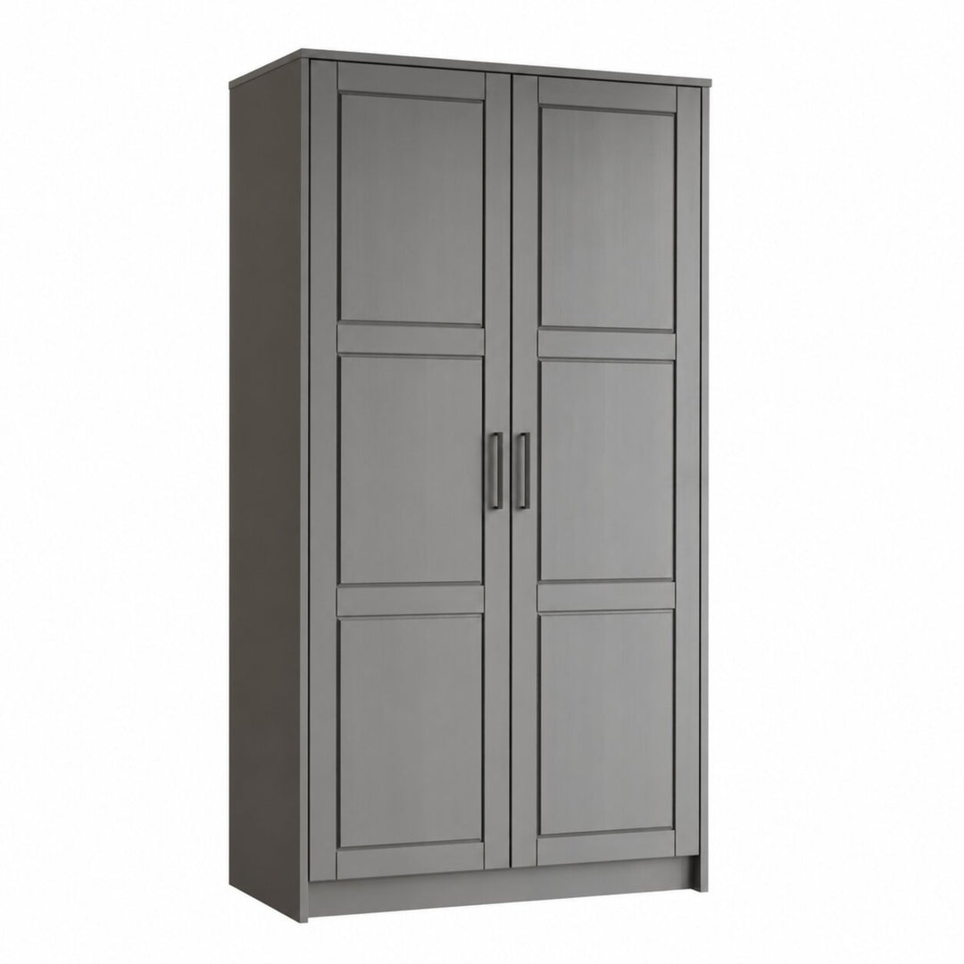 100% Solid Wood 2-Door Wardrobe Armoire with Raised Panel Doors, Bedroom Closet Storage - Urban Collection