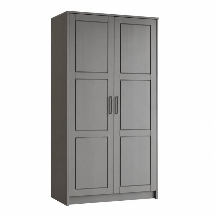 100% Solid Wood 2-Door Wardrobe Armoire with Raised Panel Doors, Bedroom Closet Storage - Urban Collection