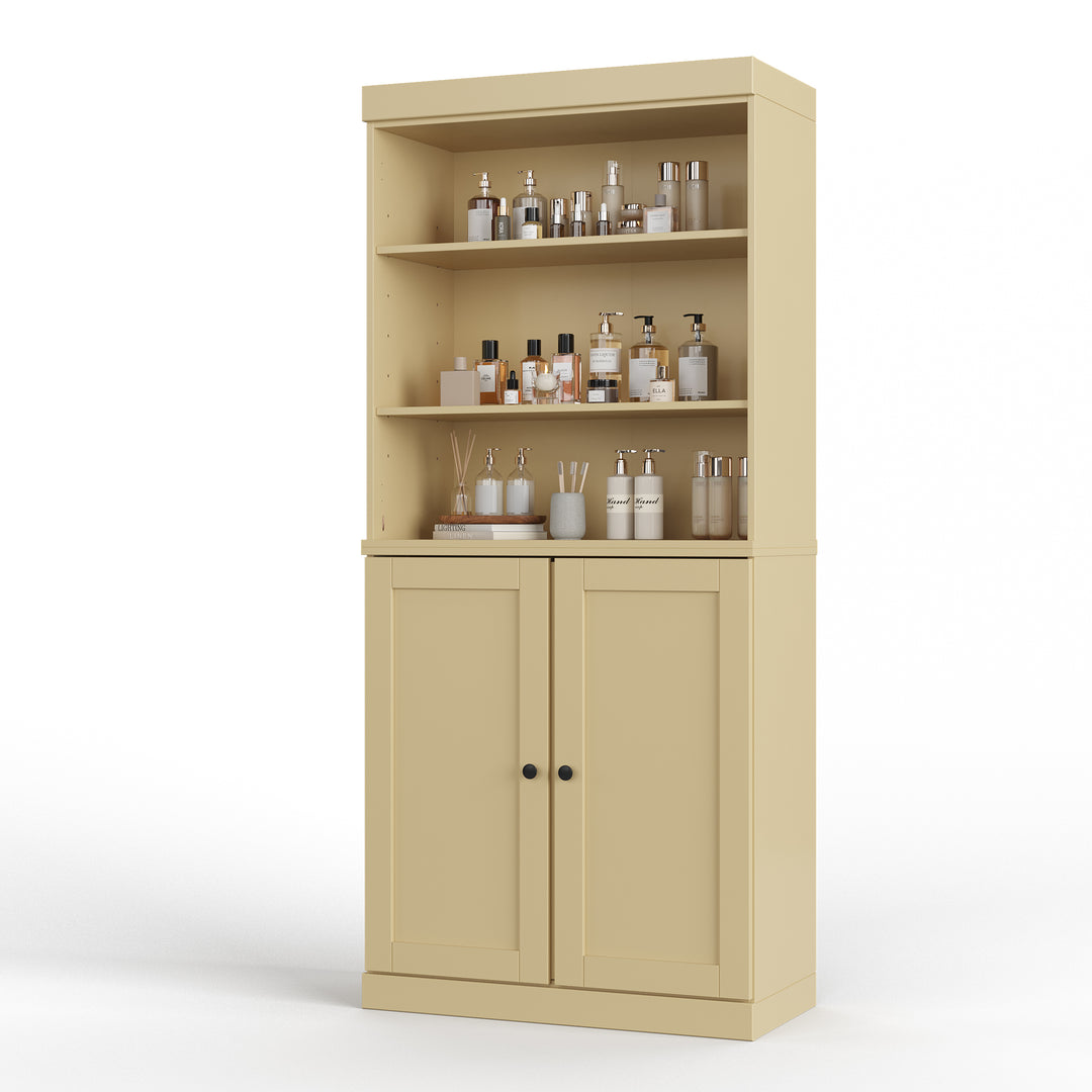 100% Solid Brazilian Pine Wood 32" Bathroom Storage Cabinet with Bottom Shaker Doors and Adjustable Shelves