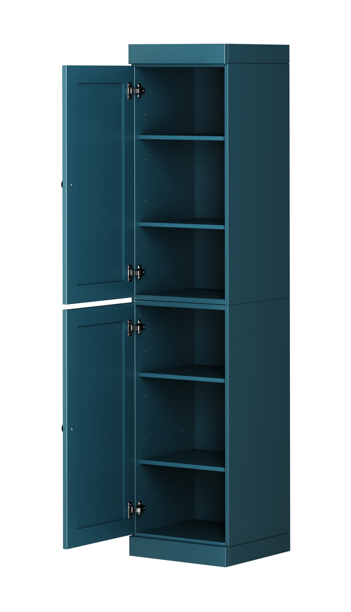 100% Solid Wood 16.5" Pantry Cabinet, 2 Shaker Wood Doors