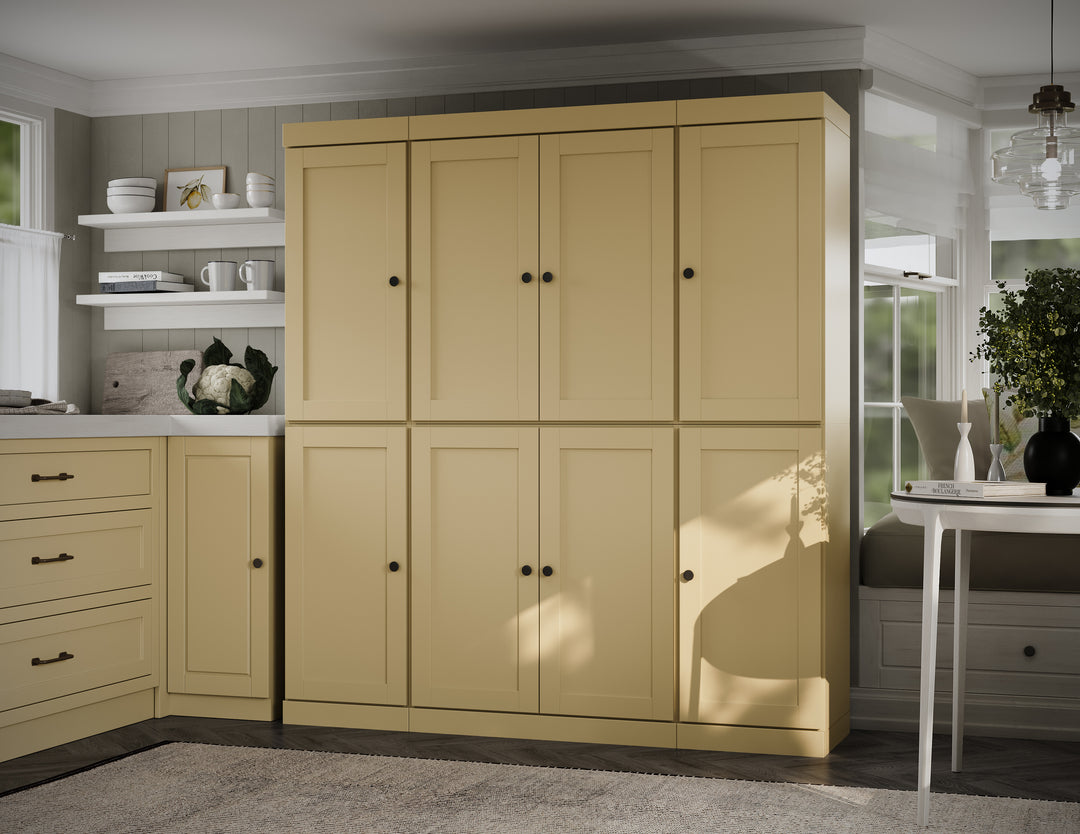 100% Solid Wood 65" Pantry Cabinet, 8 Shaker Wood Doors, 2 Drawers