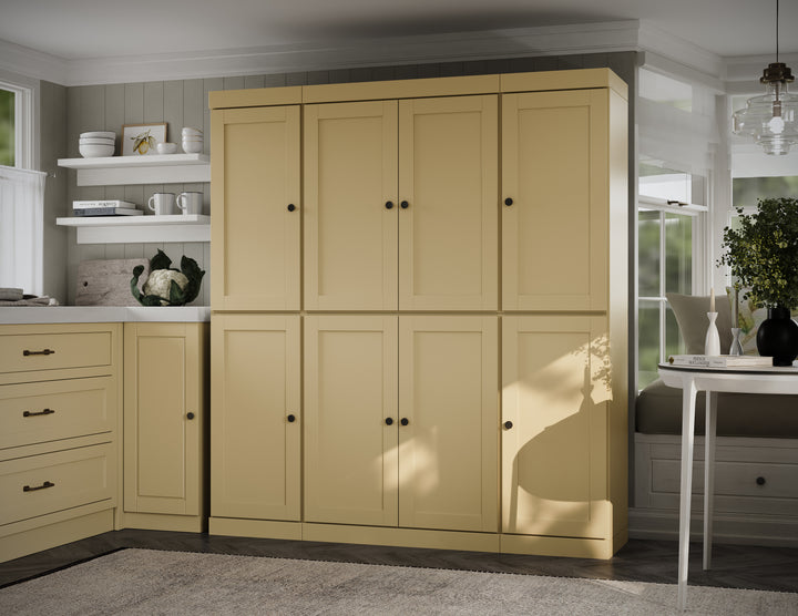 100% Solid Wood 65" Pantry Cabinet, 8 Shaker Wood Doors, 2 Drawers