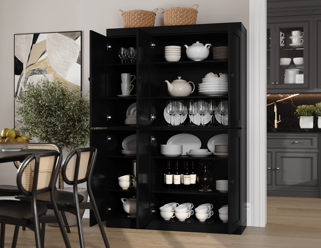 100% Solid Wood 48.5" Pantry Cabinet, Shaker Wood Doors