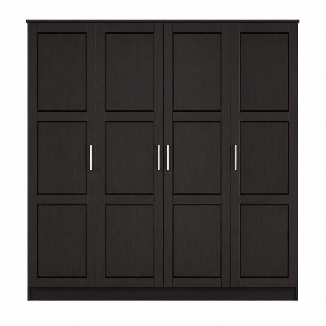 100% Solid Wood 4-Door Wardrobe Armoire with Raised Panel Doors, Bedroom Closet Storage - Cosmo Collection