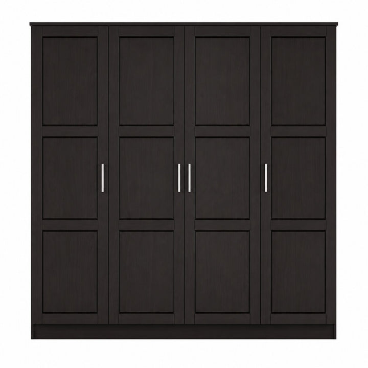 100% Solid Wood 4-Door Wardrobe Armoire with Raised Panel Doors, Bedroom Closet Storage - Cosmo Collection