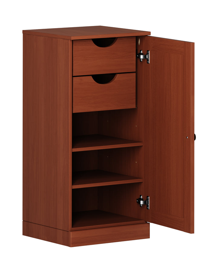 Mocha Solid Wood Bathroom Storage Cabinet with 2 Drawers