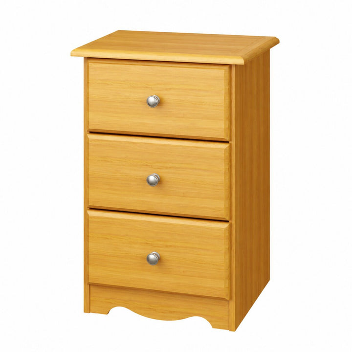 100% Solid Wood 3-Drawer Nightstand with Metal Knobs
