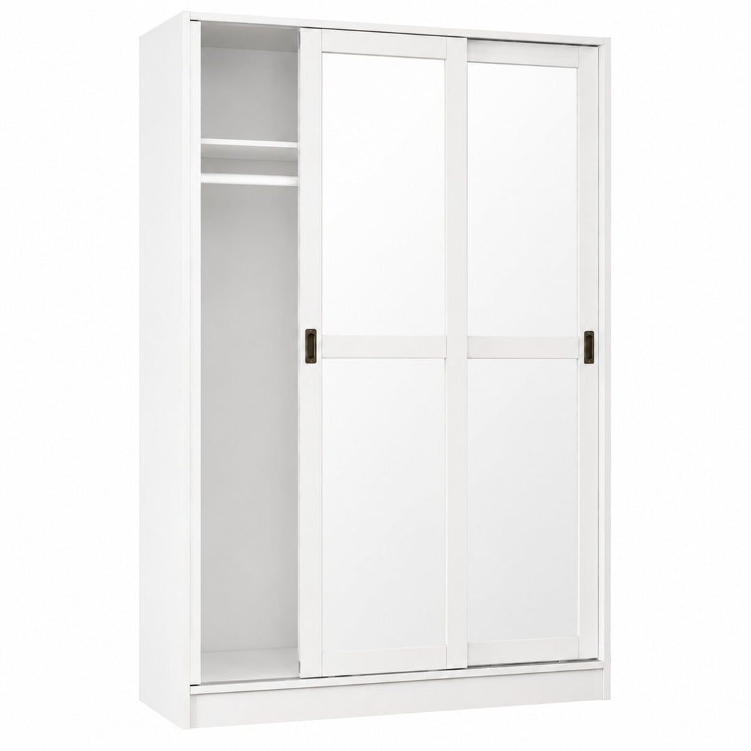 100% Solid Wood 2-Sliding Wardrobe with Mirrored Doors