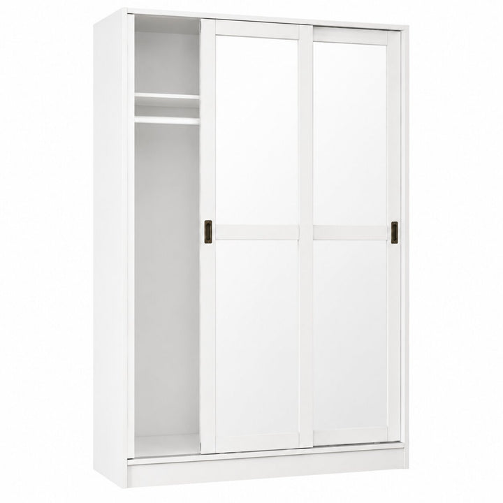 100% Solid Wood 2-Sliding Wardrobe with Mirrored Doors