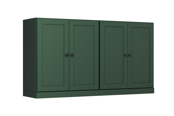 100% Solid Brazilian Pine Wood Sideboard, Shaker Doors, Adjustable Shelves, 64" Wide, 35.75" Tall