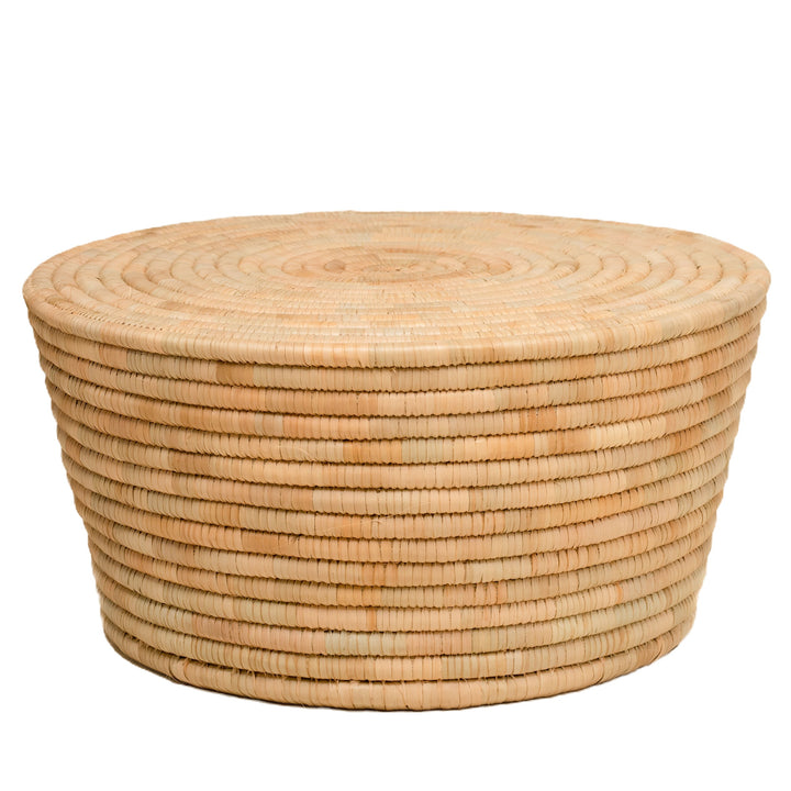 100% Handwoven Natural Rattan Round Indoor Coffee Table, Handcrafted Boho Farmhouse Accent Furniture – Authentic African Craftsmanship, Tables - Palace Imports