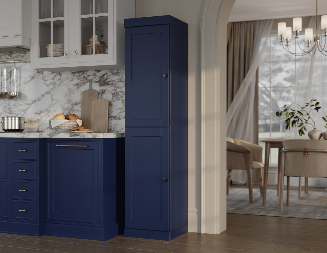 100% Solid Wood 16.5" Pantry Cabinet, 2 Shaker Wood Doors