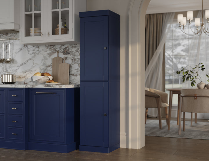 100% Solid Wood 16.5" Pantry Cabinet, 2 Shaker Wood Doors