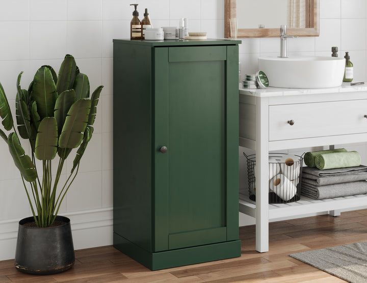 100% Solid Wood 16.5" Small Bathroom Cabinet, Shaker Wood Door, Adjustable Shelves