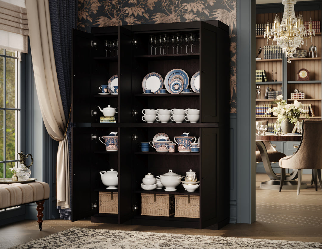 Premium 100% Solid European Oak Hardwood Modular Dining Room Cabinet with Shaker Doors – 48" Wide, 71.5" Tall