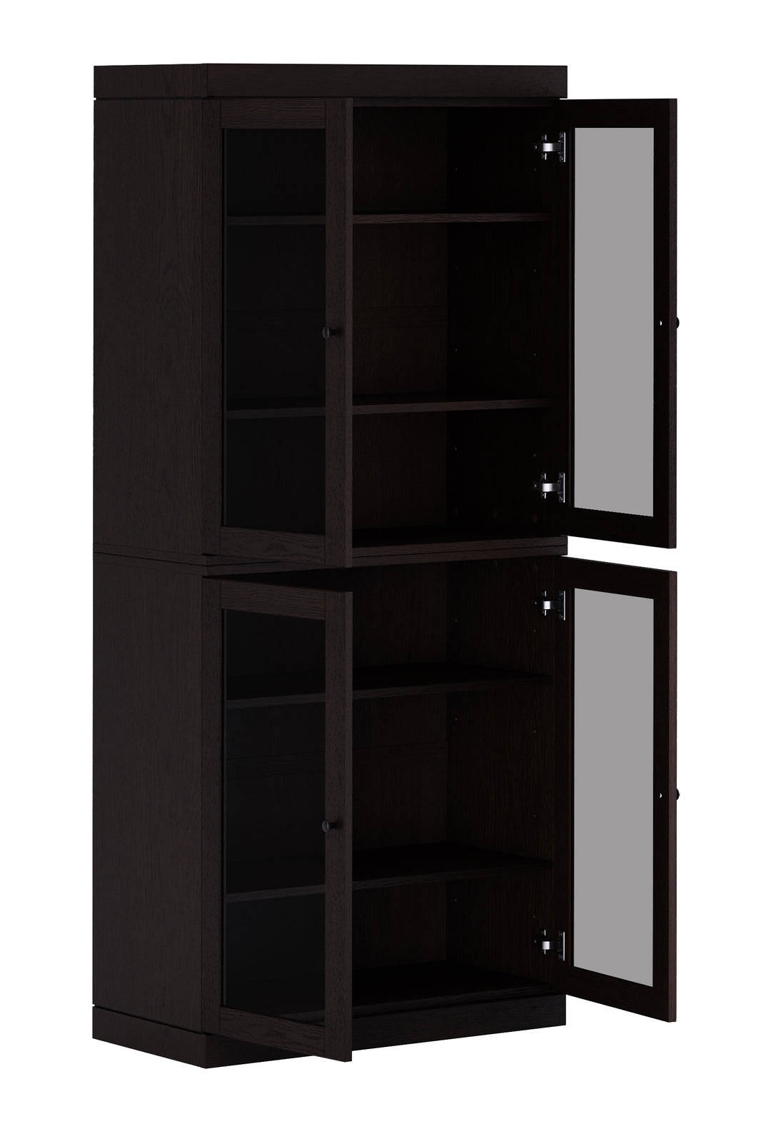 Premium 100% Solid European Oak Hardwood 6-Shelf Modular Bookcase with Tinted Glass Doors – 32" Wide, 71.5" Tall