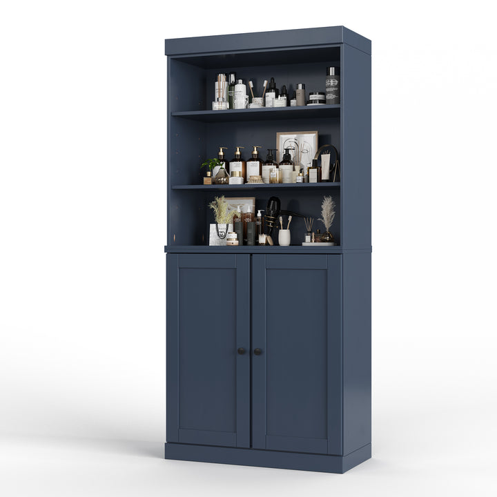 100% Solid Brazilian Pine Wood 32" Bathroom Storage Cabinet with Bottom Shaker Doors and Adjustable Shelves