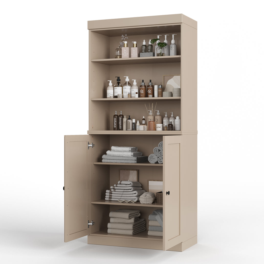 100% Solid Brazilian Pine Wood 32" Bathroom Storage Cabinet with Bottom Shaker Doors and Adjustable Shelves