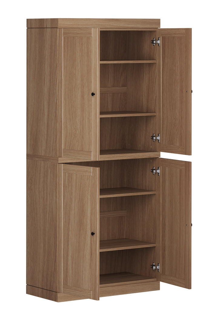Premium 100% Solid European Oak Hardwood Bathroom Storage Cabinet with Shaker Doors – 32" Wide, 71.5" Tall