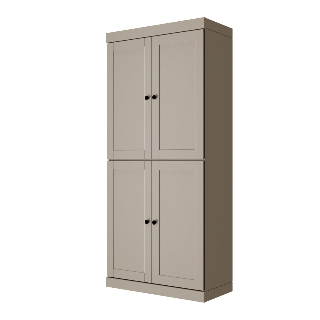 100% Solid Wood 6-Shelf 32" Bookcase, Shaker Wood Doors, Adjustable Shelves