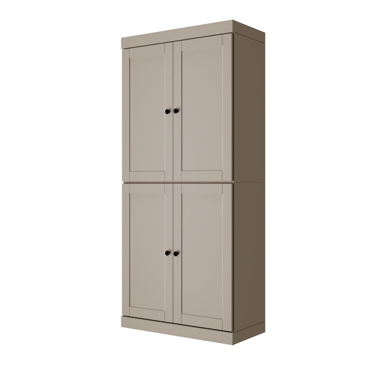 100% Solid Wood 6-Shelf 32" Bookcase, Shaker Wood Doors, Adjustable Shelves