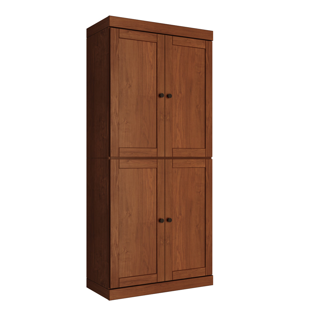 100% Solid Wood 6-Shelf 32" Bookcase, Shaker Wood Doors, Adjustable Shelves