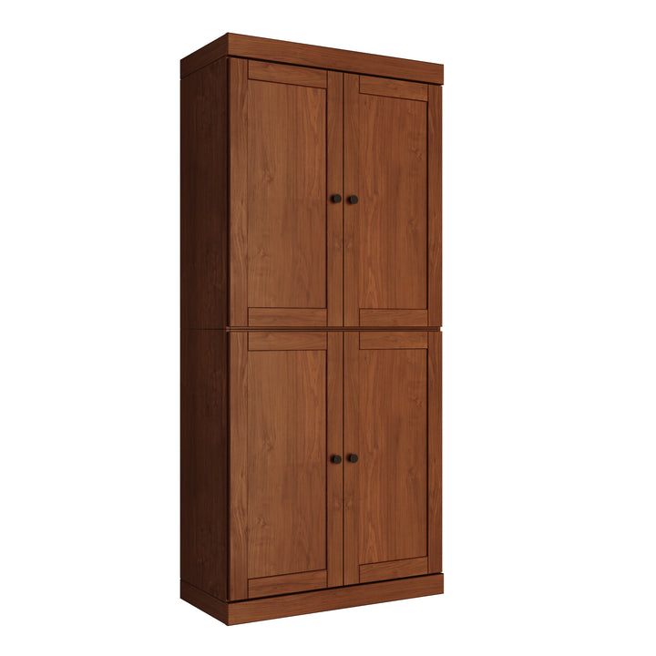 100% Solid Wood 6-Shelf 32" Bookcase, Shaker Wood Doors, Adjustable Shelves