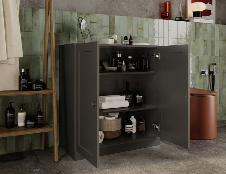 100% Solid Wood 32" Bathroom Cabinet with Shaker Wood Doors