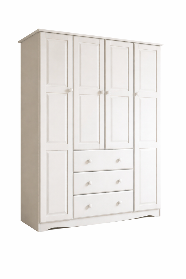 100% Solid Wood Family Wardrobe Armoire with Solid Wood Doors