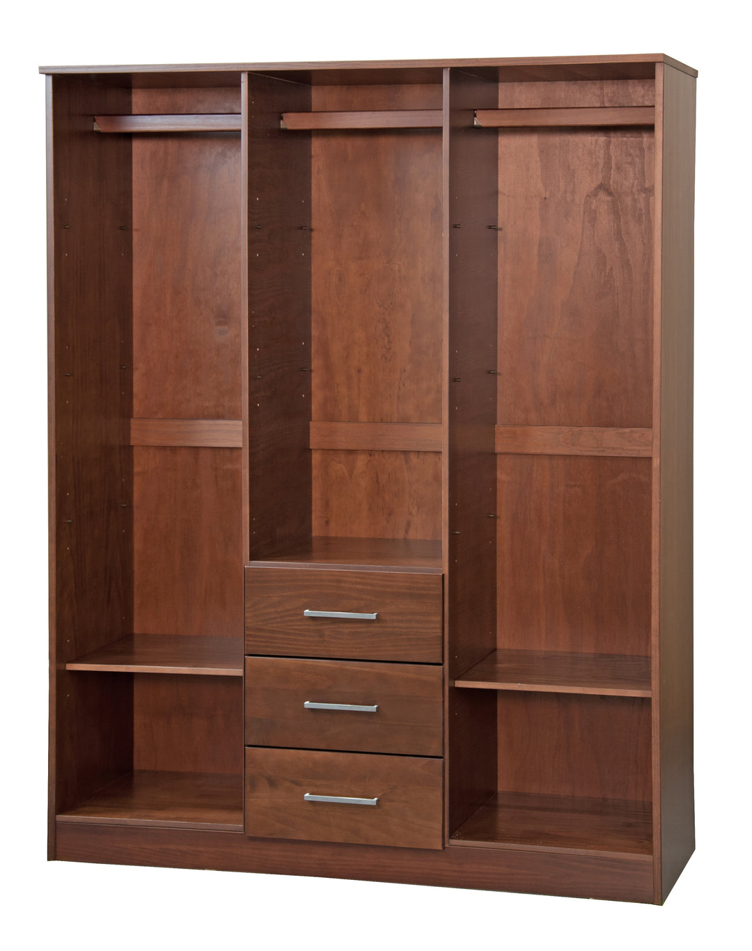 100% Solid Wood Cosmo 3-Door Wardrobe Armoire with Solid Wood Doors