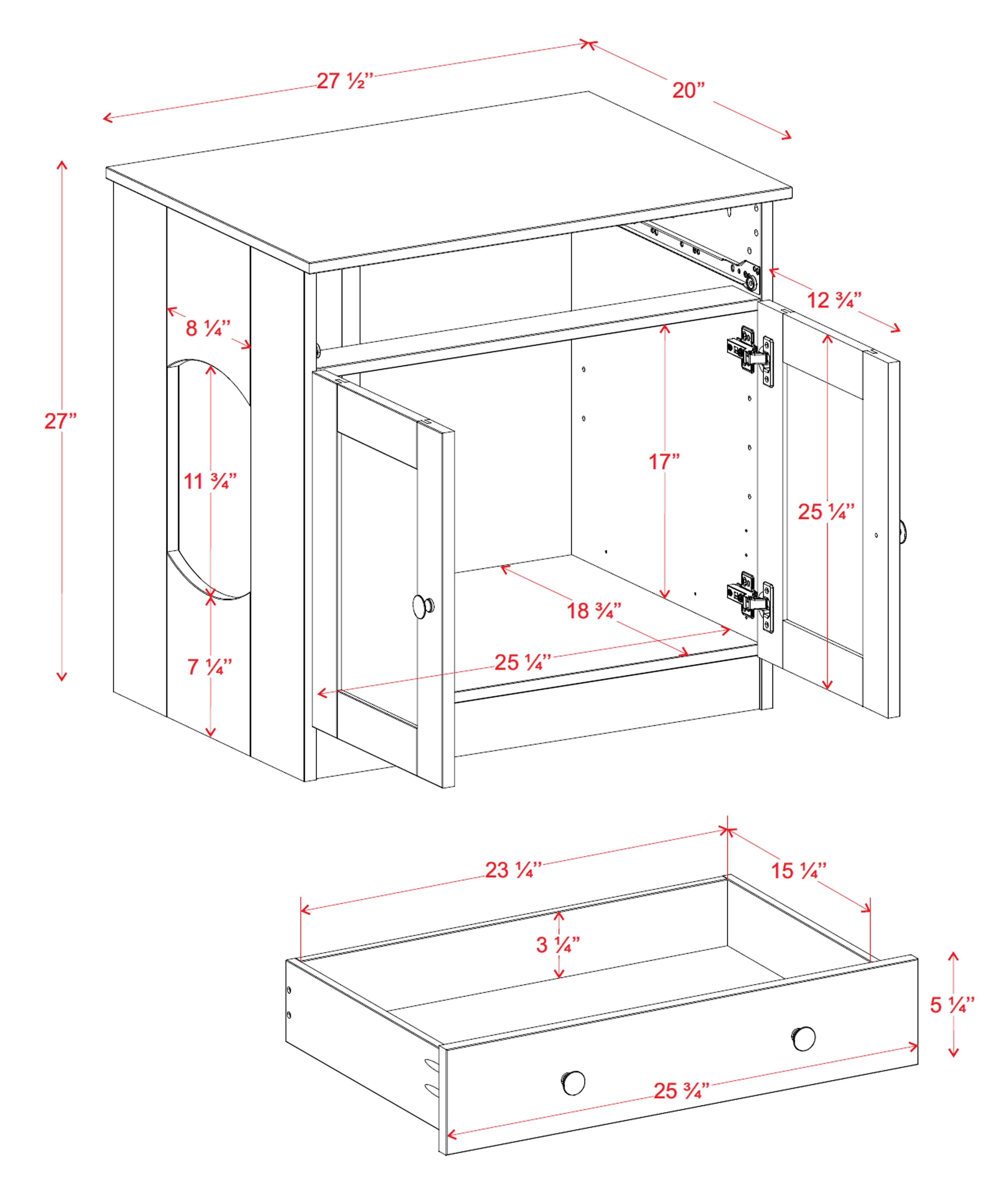 100% Solid Wood Ziva 2-Door Cat Litter Box Enclosure – Palace Imports