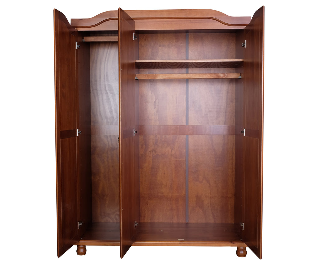 100% Solid Wood Kyle 3-Door Wardrobe Armoire